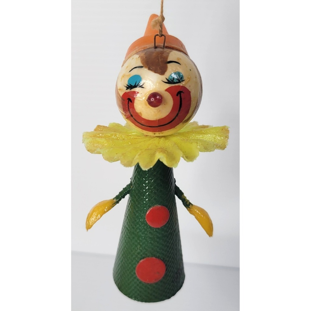 Vintage De Sela Clown Christmas Ornament Mexico Signed Hand Painted Papier-mâché